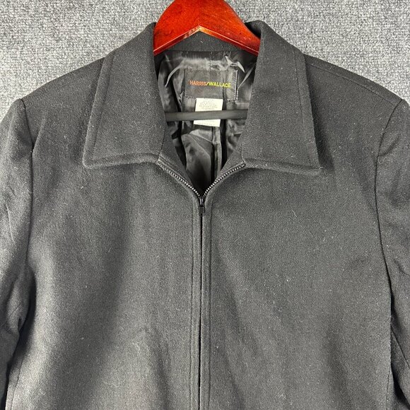 Harris Wallace Jacket Womens 12 Black Wool Blend Full Zip Lined Collared - Picture 5 of 7